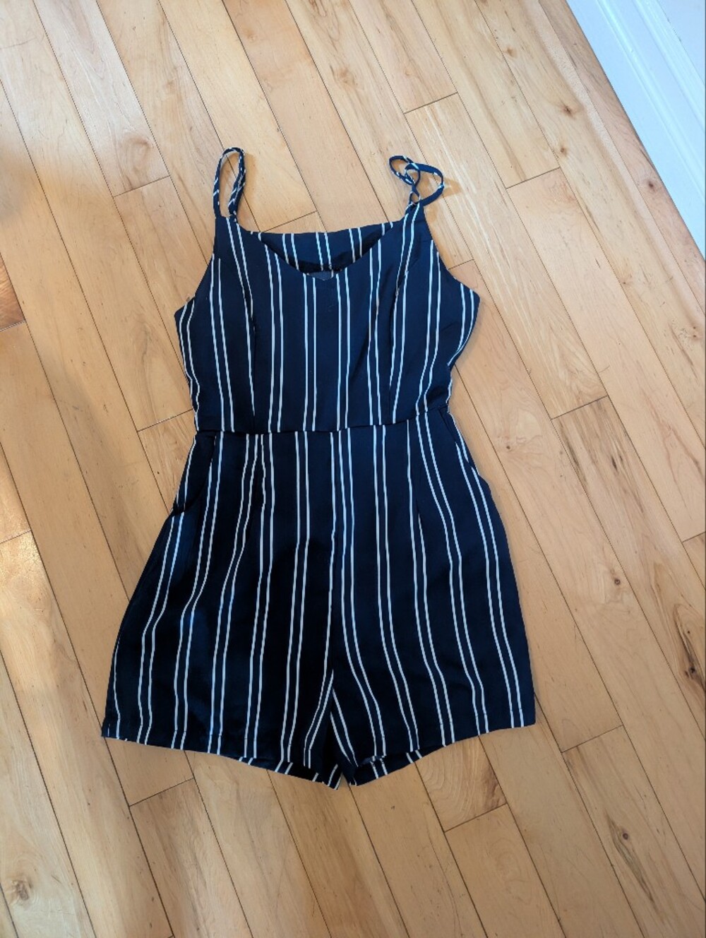 Navy Striped One-Piece Romper